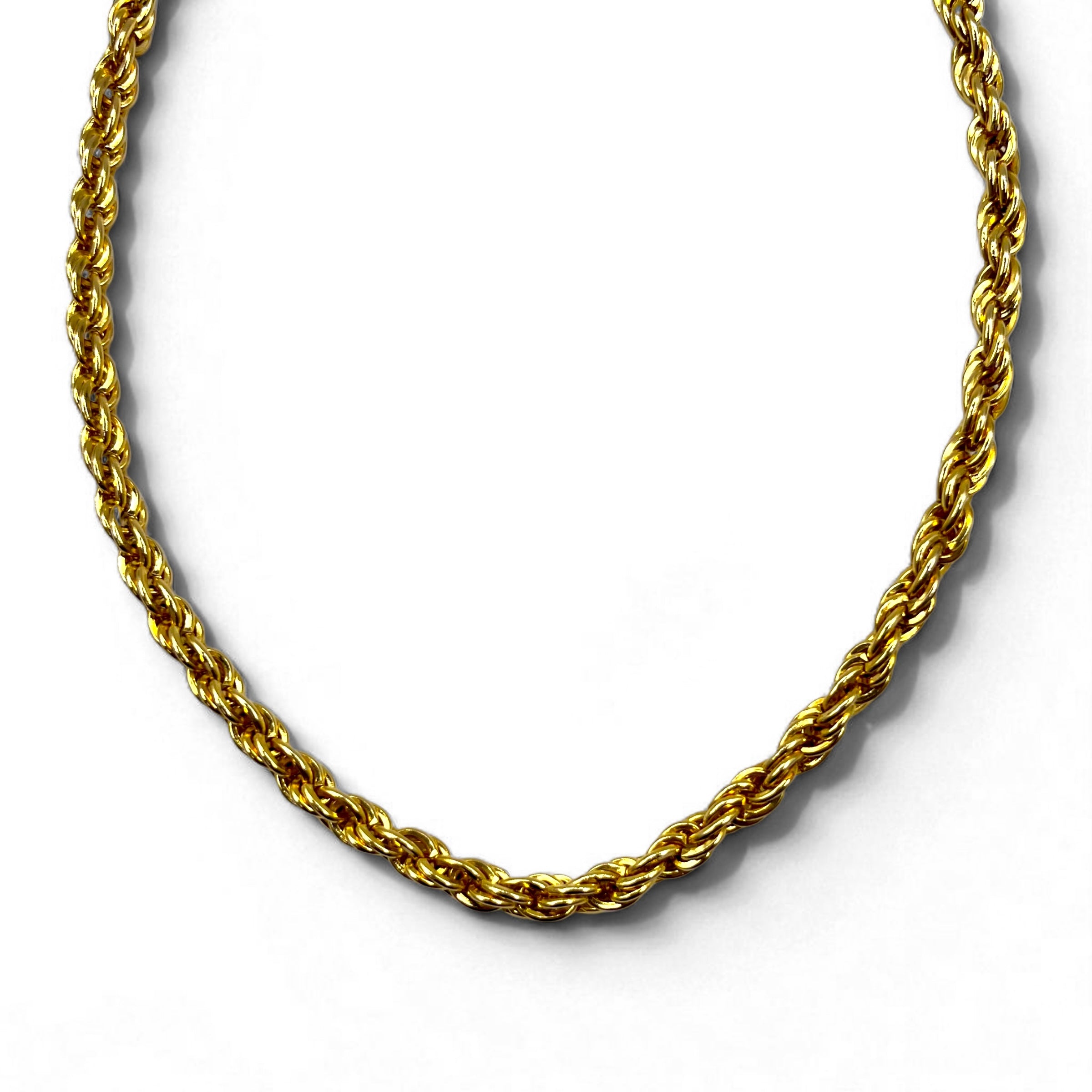 Vintage Gold Plated Necklace, Italian Twisted Chain Necklace, 18K Gold
