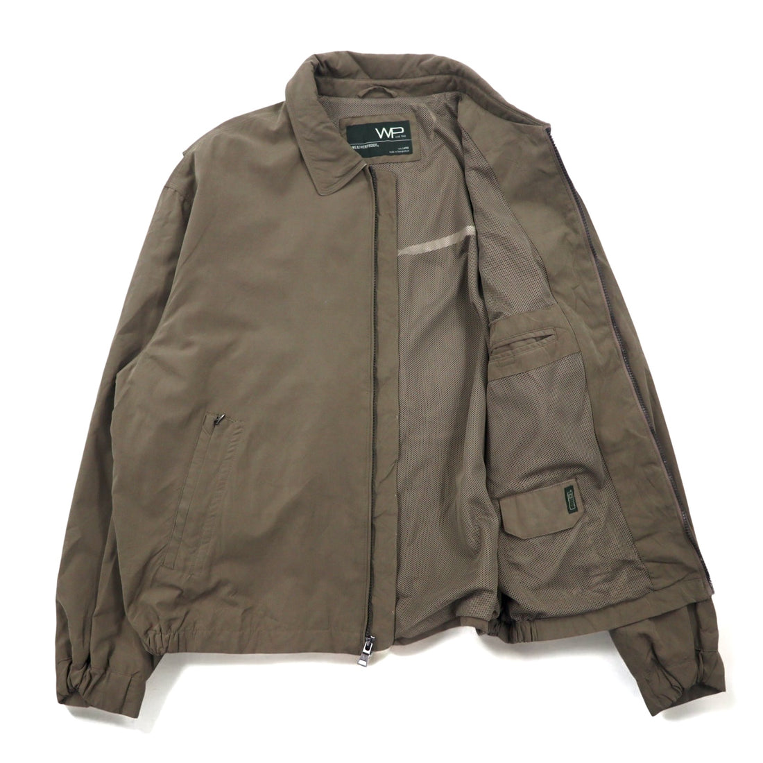 WP WEATHER PROOF Peach Skin Swing Top Harrington Jacket L Beige Waterproof Mesh Liner