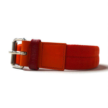 PRADA Nylon Canvas Belt with Logo Loop and Utility Belt, Size 38/95, Orange with Leather Accents, 4C2855, Made in Italy