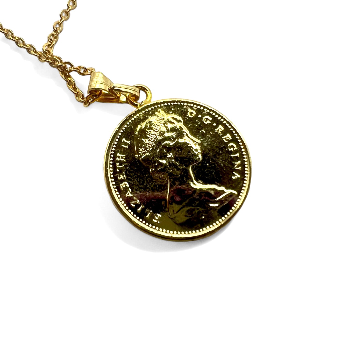 Vintage Canadian Coin Necklace カナダ メープルコイン ネックレス ペンダント 1セント 硬貨 ゴールド エリザベス11世