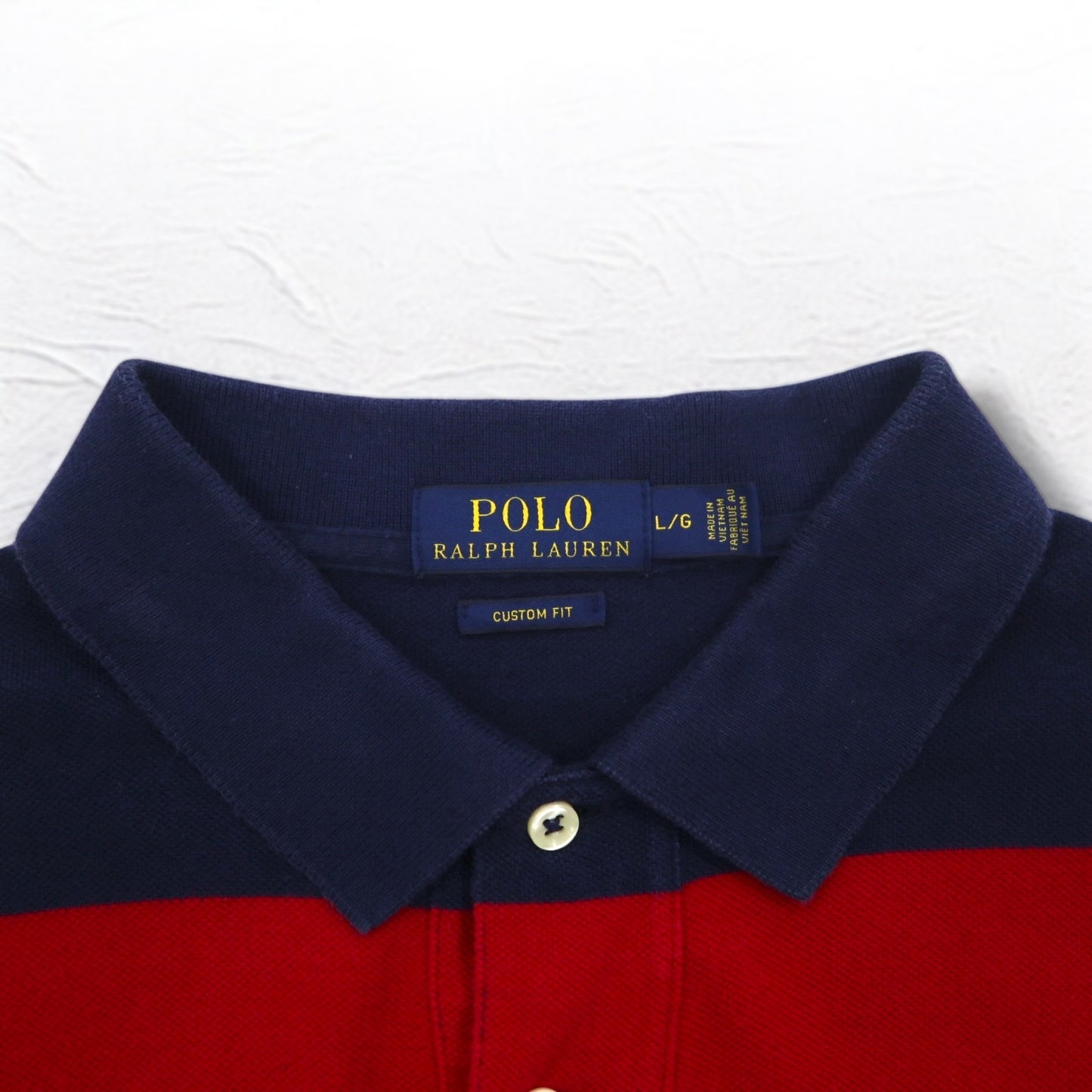 POLO RALPH LAUREN ボーダー ポロシャツ L ネイビー レッド コットン 鹿の子 スモールポニー刺繍