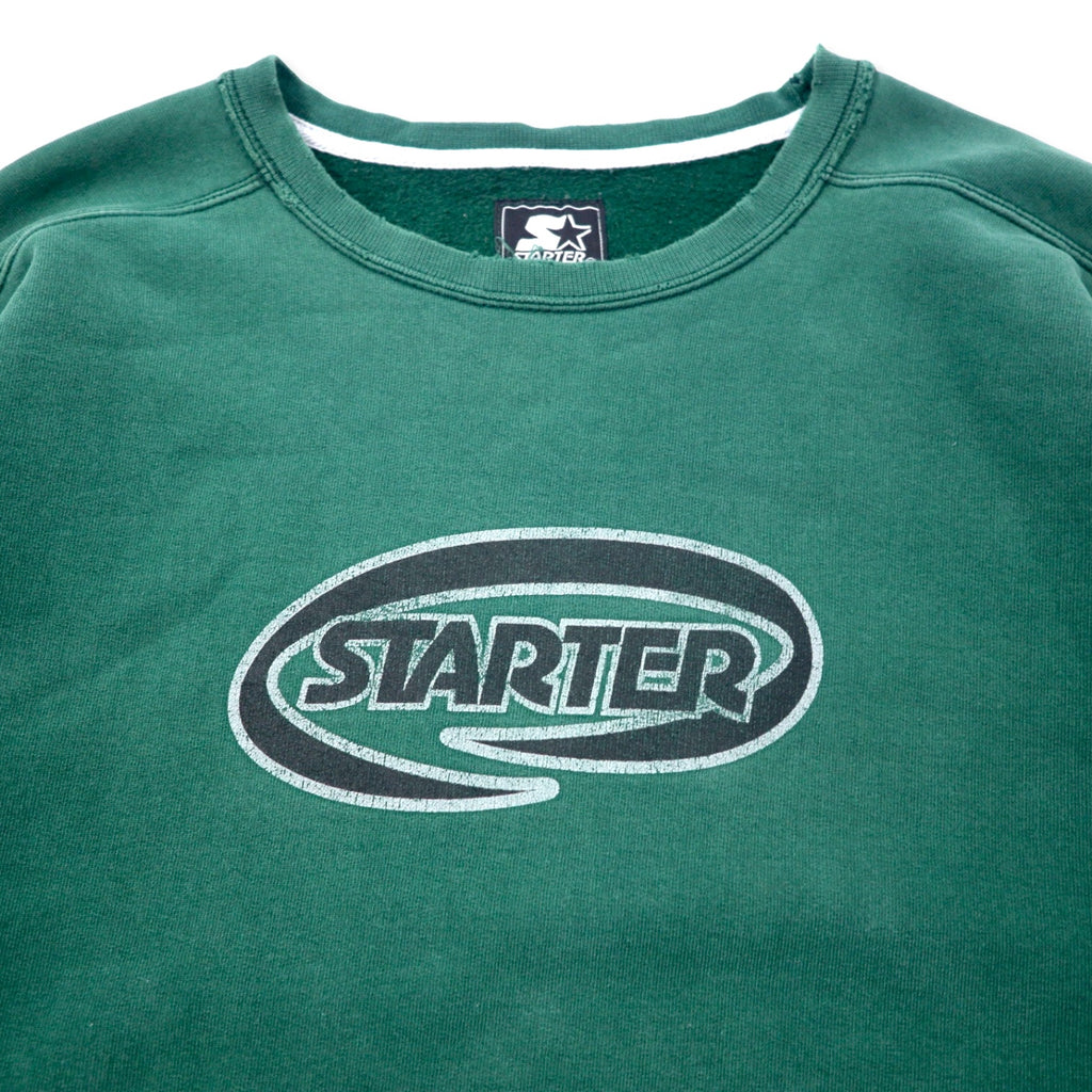 STARTER USA Made 90s Distressed Sweatshirt XL Green Cotton Big Size Logo Print