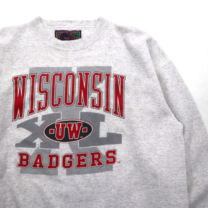 GS SPORT 90s USA Vintage Sweatshirt スウェット トレーナー L グレー 90年代 USA製 WISCONSIN BADGERS