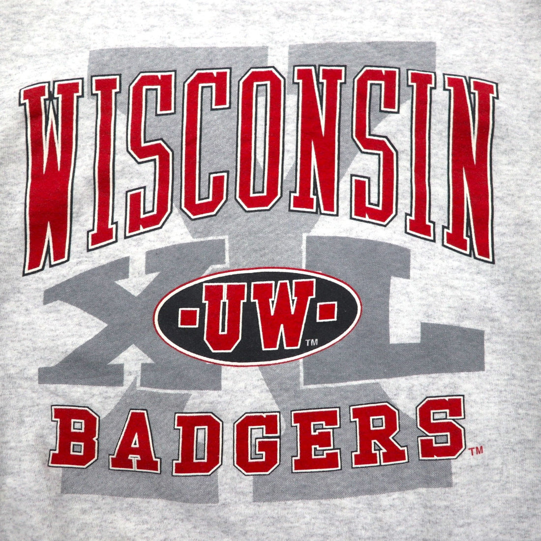GS SPORT 90s USA Vintage Sweatshirt, Size L, Gray, Made in the 90s, Wisconsin Badgers