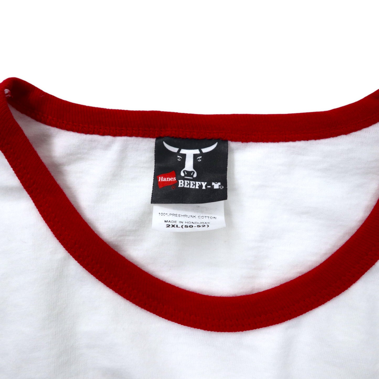 Hanes BEEFY-T リンガーTシャツ 2XL ホワイト レッド コットン JIM BEAM ビッグサイズ
