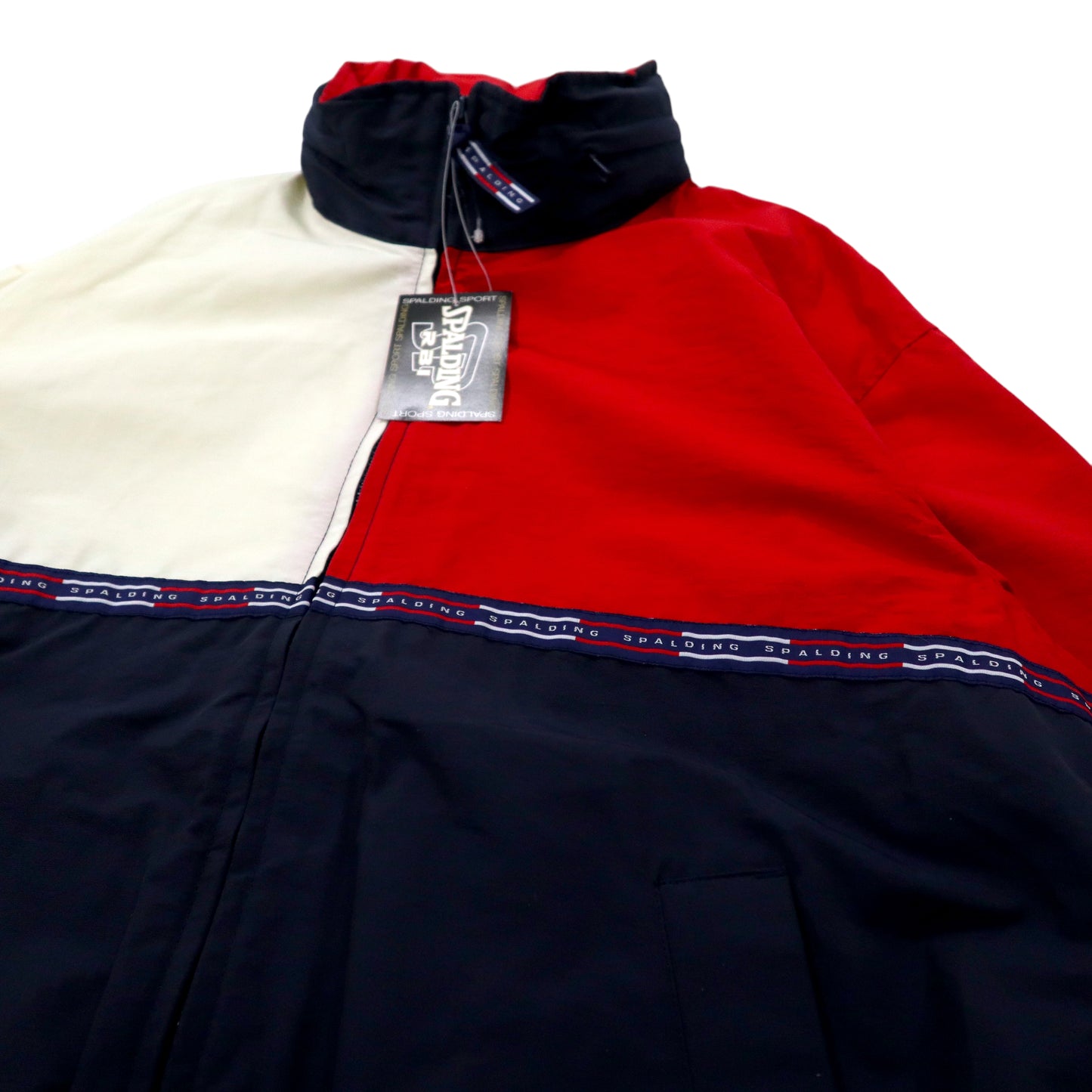 SPALDING 90年代 セーリングジャケット M マルチカラー コットン ナイロン フード着脱式 未使用品