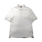 BURBERRY 現行タグ ポロシャツ L ホワイト コットン 鹿の子 ワンポイントロゴ刺繍