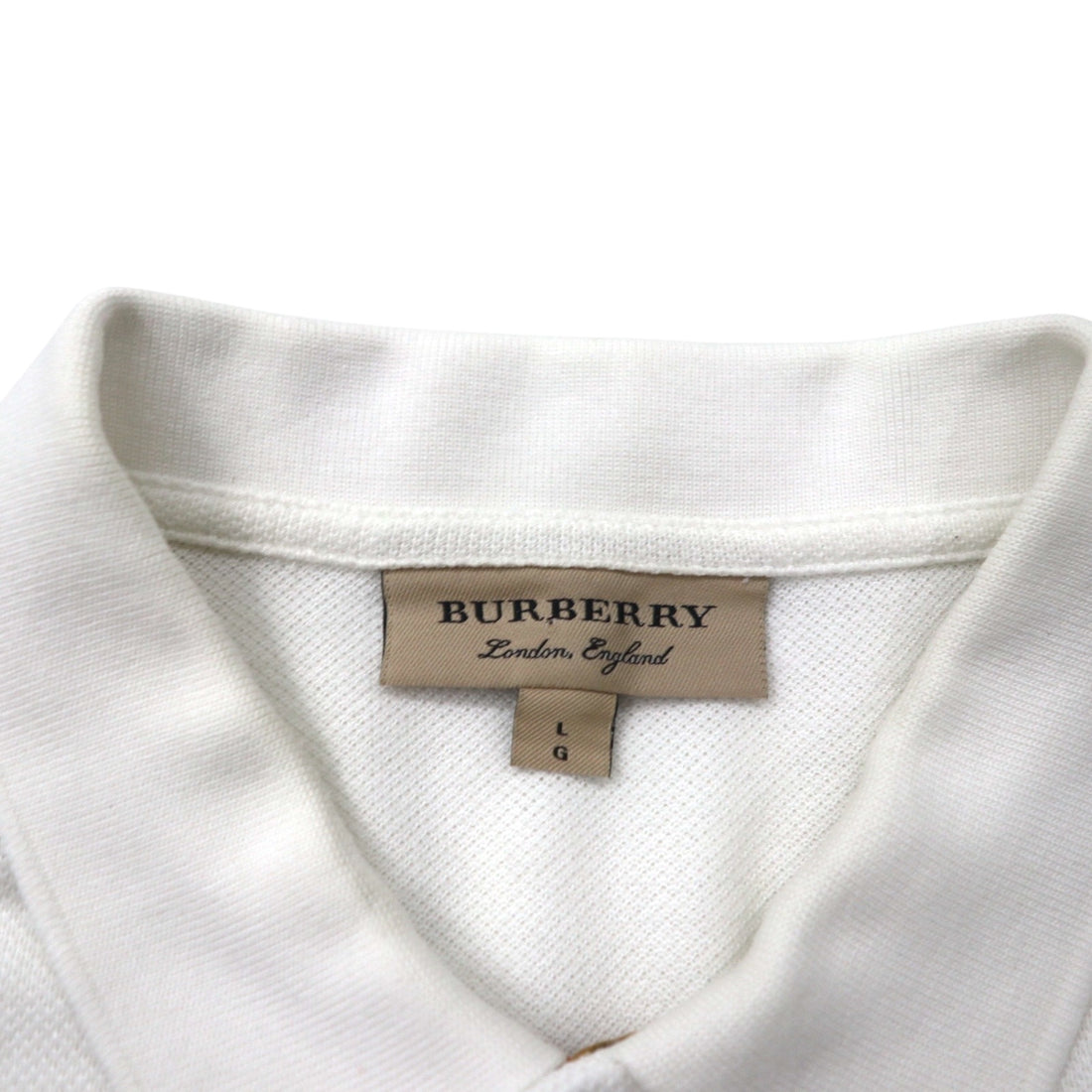 BURBERRY Current Tag Polo Shirt, Size L, White Cotton, Pique, One-Point Logo Embroidery