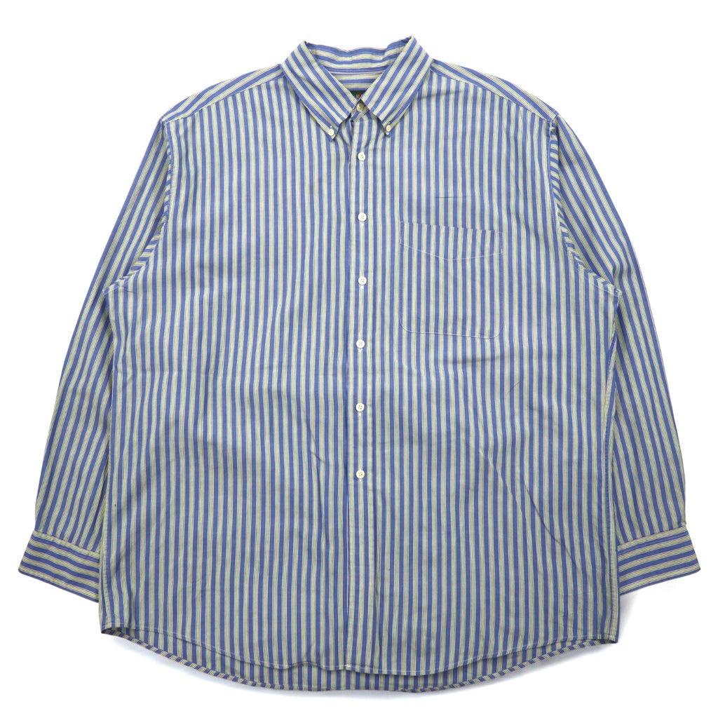 J.CREW 90s Button Down Shirt XL Blue Striped Cotton Giant Tag Big Size