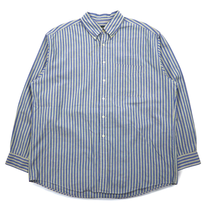 J.CREW 90年代 ボタンダウンシャツ XL ブルー ストライプ コットン 巨人タグ ビッグサイズ