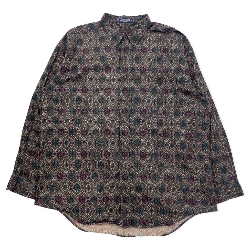 日本然リトテ-古着オンライン-90年代 THE ARROW COMPANY 総柄 ボタンダウンシャツ XL ブラック コットン SOMERSET TWILL-90's THE ARROW COMPANY patterned button-down Shirts XL Black Cotton SOMERSET TWILL