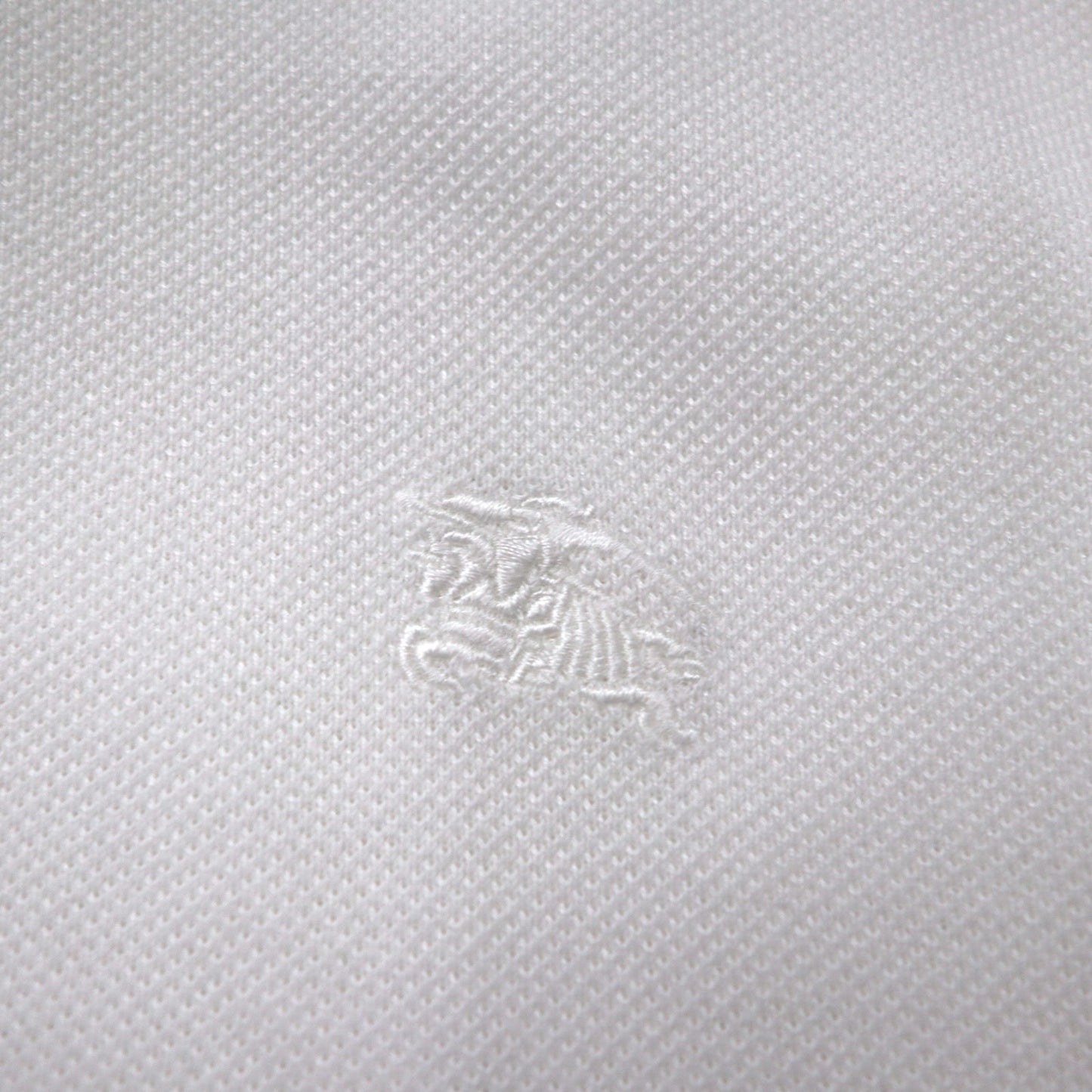 BURBERRY 現行タグ ポロシャツ L ホワイト コットン 鹿の子 ワンポイントロゴ刺繍