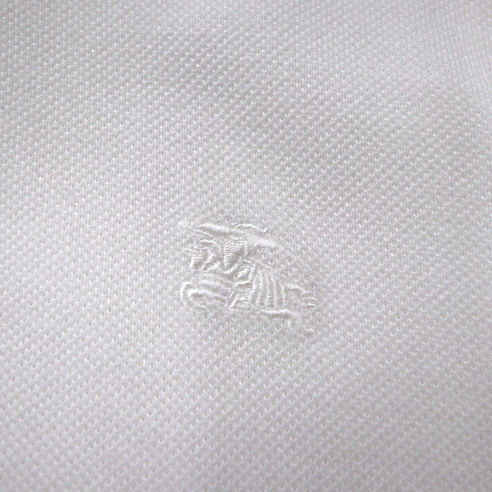 BURBERRY 現行タグ ポロシャツ L ホワイト コットン 鹿の子 ワンポイントロゴ刺繍