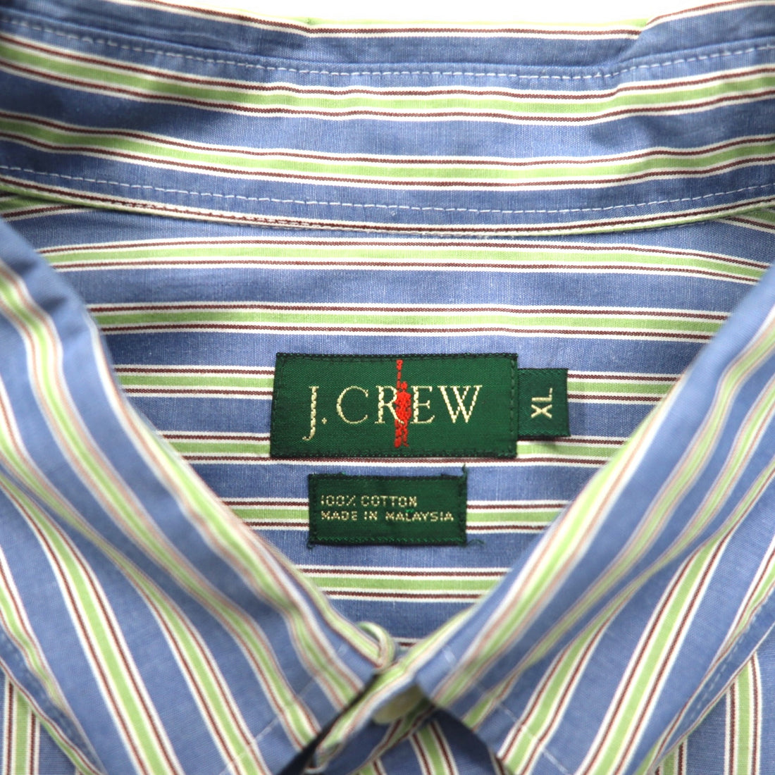 J.CREW 90s Button Down Shirt XL Blue Striped Cotton Giant Tag Big Size