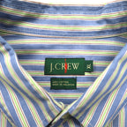 J.CREW 90s Button Down Shirt XL Blue Striped Cotton Giant Tag Big Size