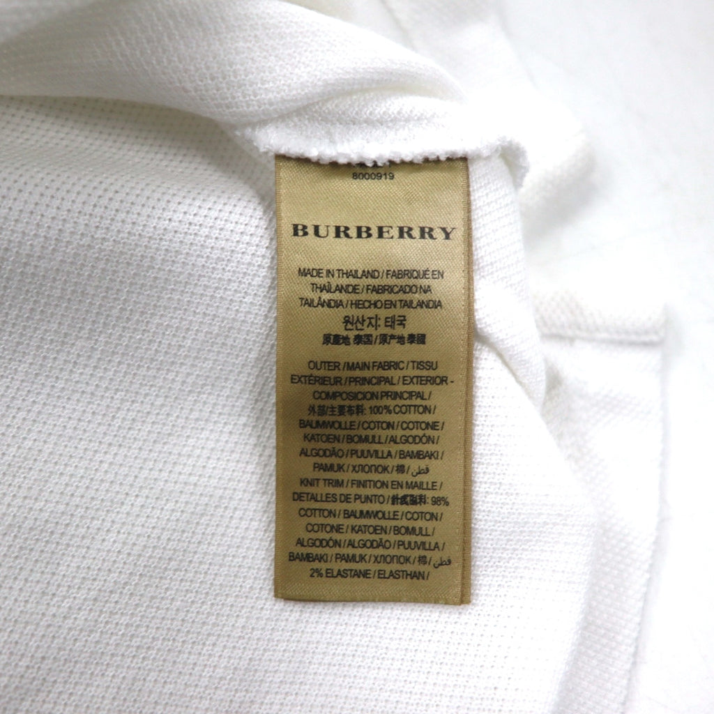 BURBERRY 現行タグ ポロシャツ L ホワイト コットン 鹿の子 ワンポイントロゴ刺繍