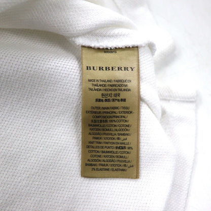 BURBERRY 現行タグ ポロシャツ L ホワイト コットン 鹿の子 ワンポイントロゴ刺繍