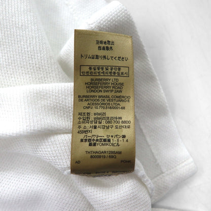 BURBERRY 現行タグ ポロシャツ L ホワイト コットン 鹿の子 ワンポイントロゴ刺繍