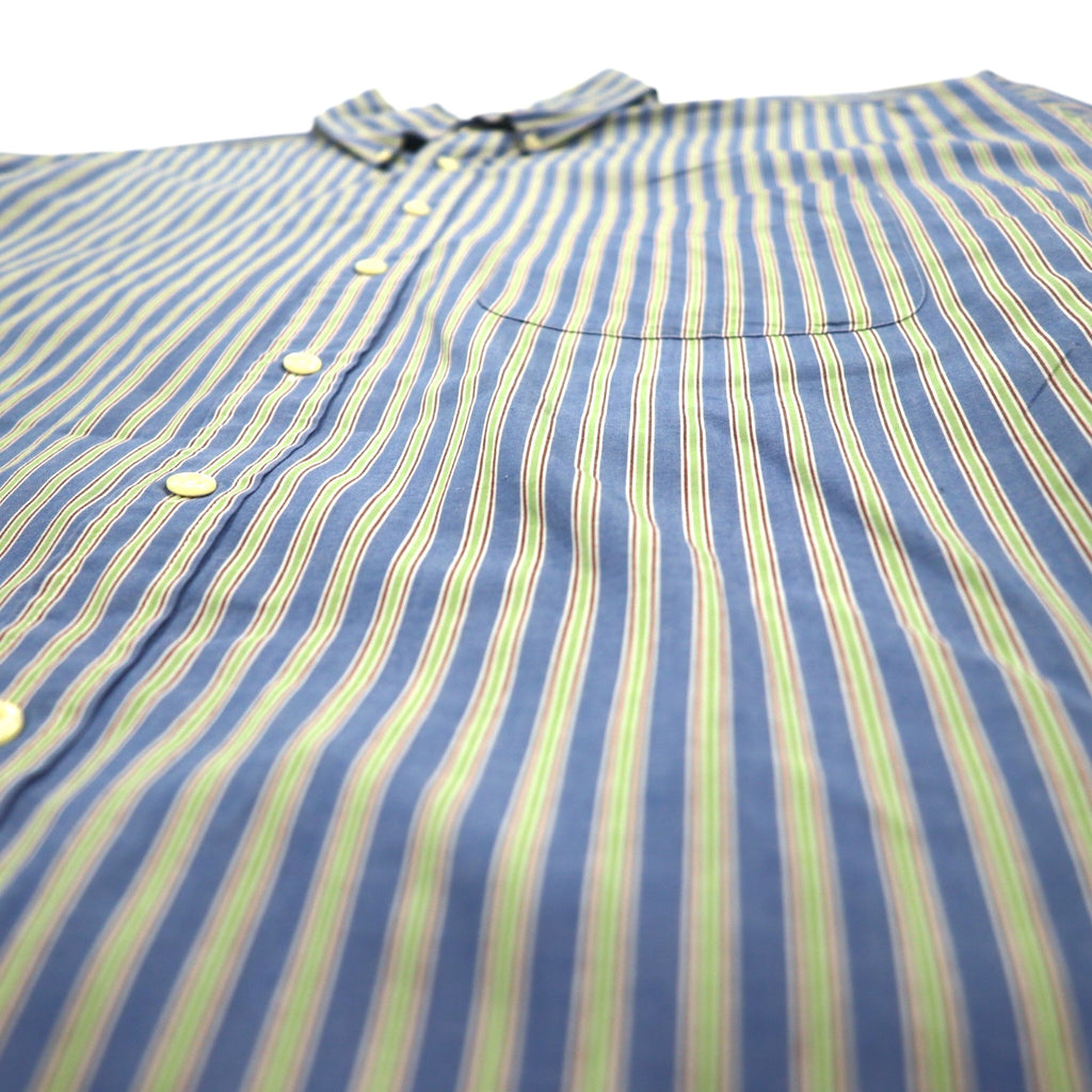 J.CREW 90s Button Down Shirt XL Blue Striped Cotton Giant Tag Big Size