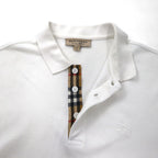 BURBERRY 現行タグ ポロシャツ L ホワイト コットン 鹿の子 ワンポイントロゴ刺繍