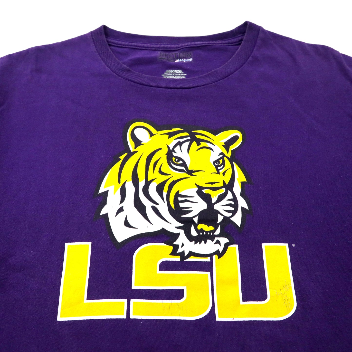 Majestic カレッジプリントTシャツ L パープル コットン LSU タイガー