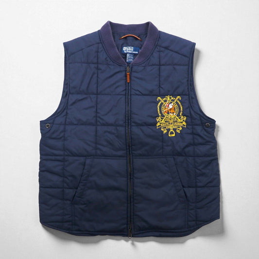 Polo Ralph Lauren キルティング ベスト XL ネイビー 中綿 ダブルポニー エンブレム 刺繍
