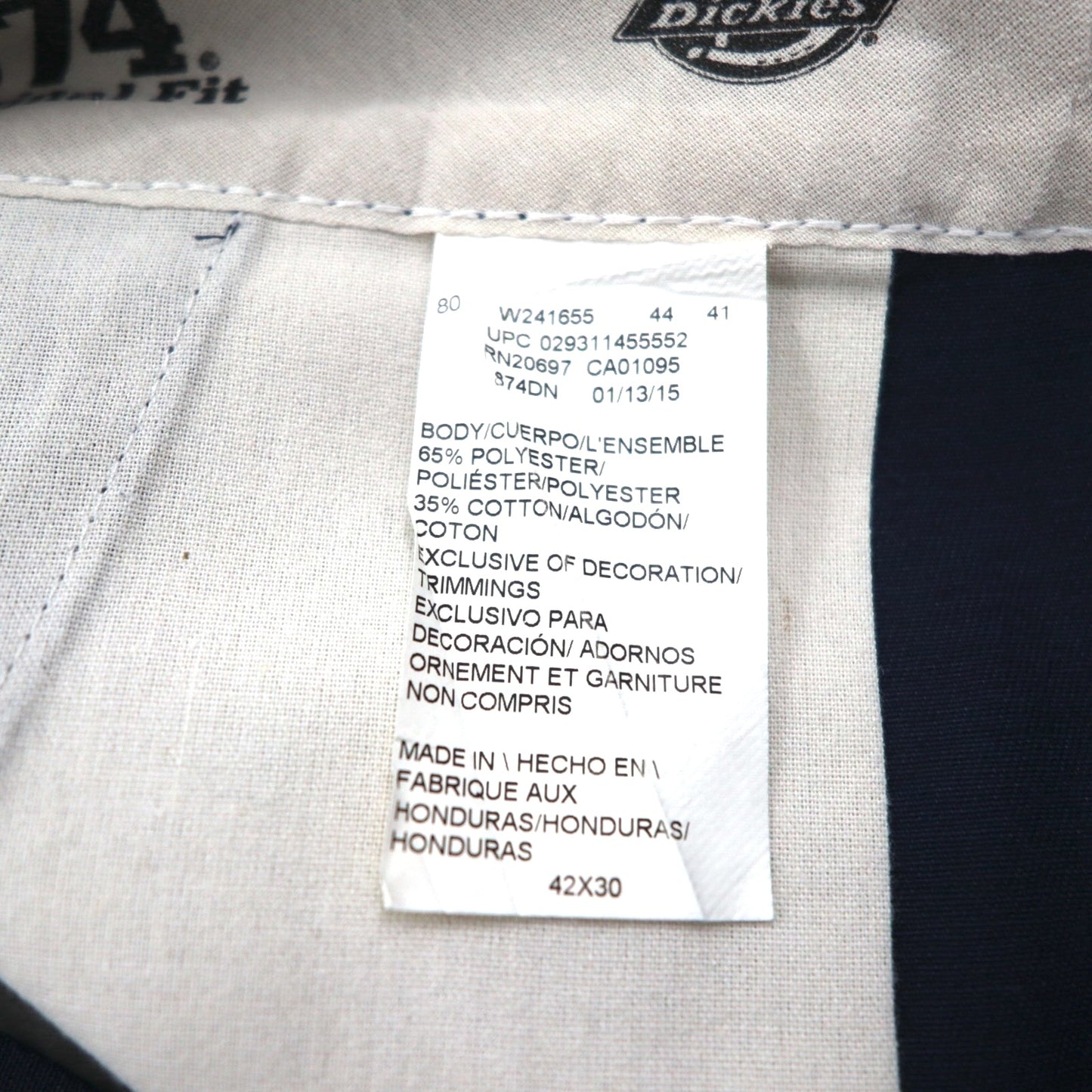 Dickies 874 オリジナルフィット ワークパンツ チノパンツ XL ネイビー ポリエステル コットン