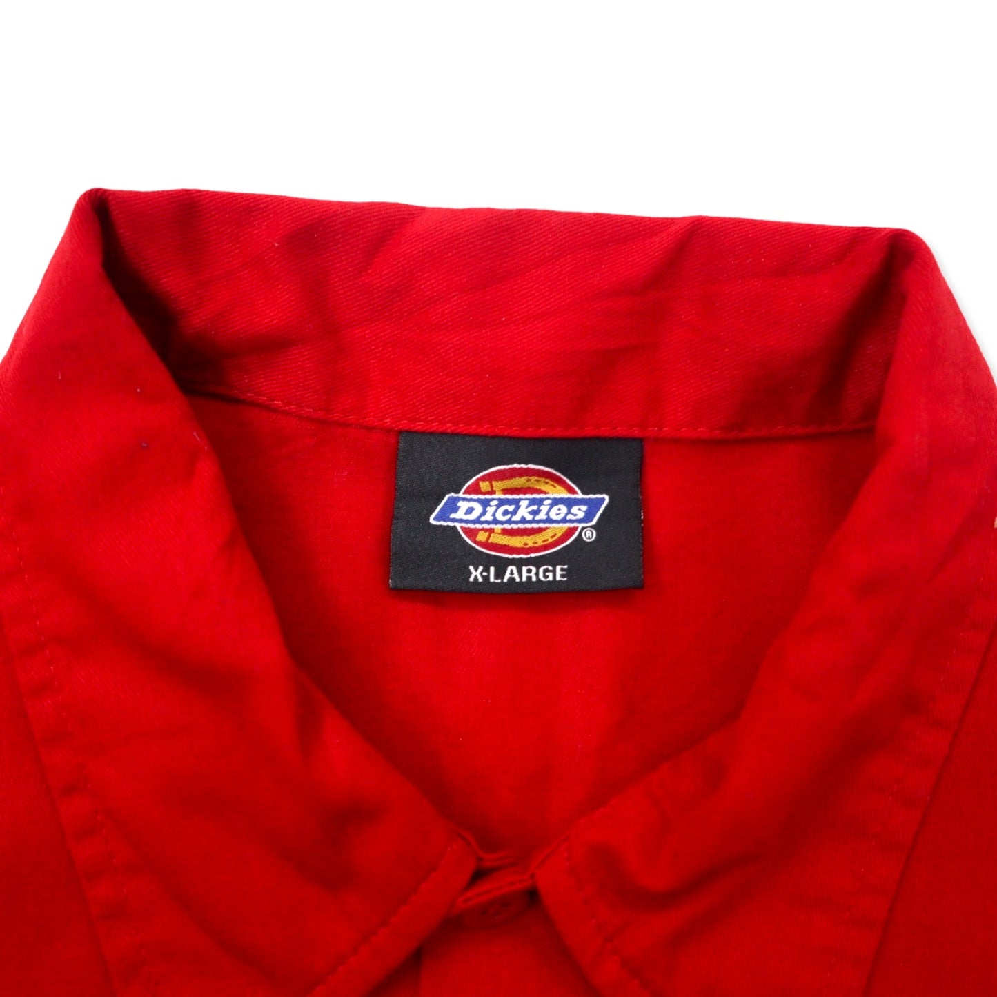 Dickies 半袖 ワークシャツ XL バイカラー レッド ブラック コットン ビッグサイズ