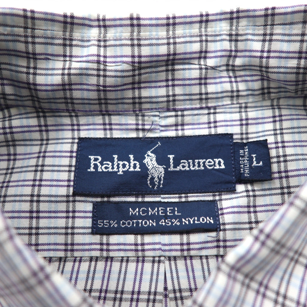 RALPH LAUREN 90年代 MCMEEL ビッグサイズ ボタンダウンシャツ L ブルー チェック スモールポニー刺繍