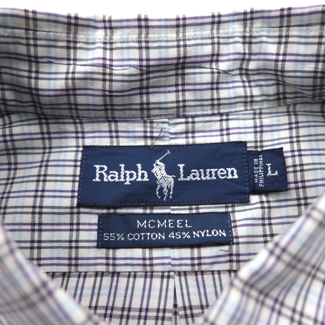RALPH LAUREN 90年代 MCMEEL ビッグサイズ ボタンダウンシャツ L ブルー チェック スモールポニー刺繍