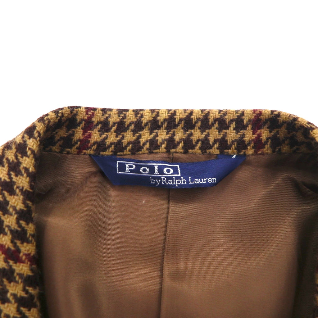Polo by Ralph Lauren 90s Tweed 2B Tailored Jacket, Size L, Brown, Gun Club Check, Wool, Made in Japan