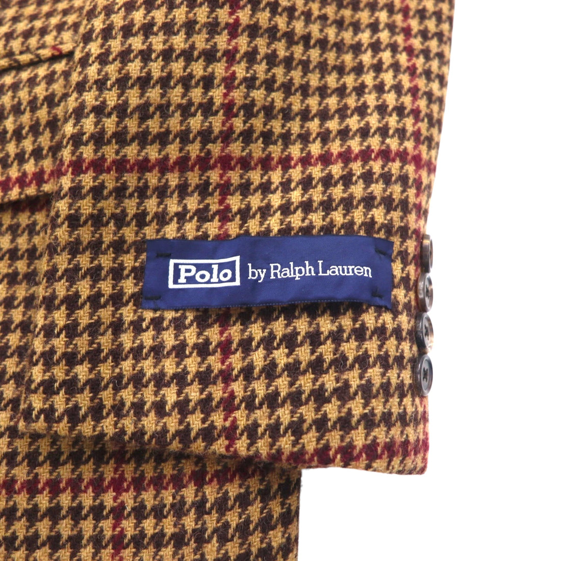 Polo by Ralph Lauren 90s Tweed 2B Tailored Jacket, Size L, Brown, Gun Club Check, Wool, Made in Japan