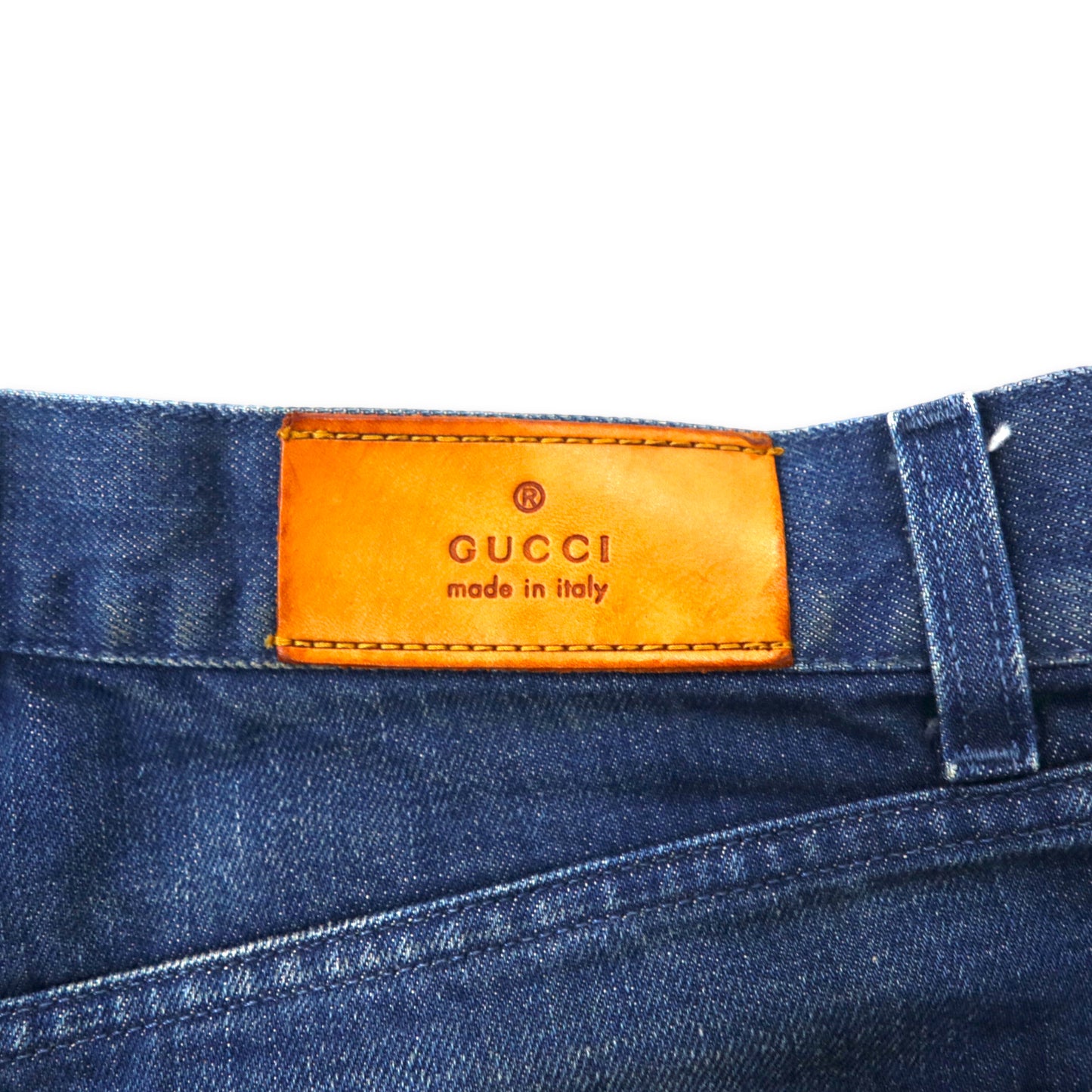 GUCCI Boots Cut Denim PANTS 46 Blue Vintage Processing 124046