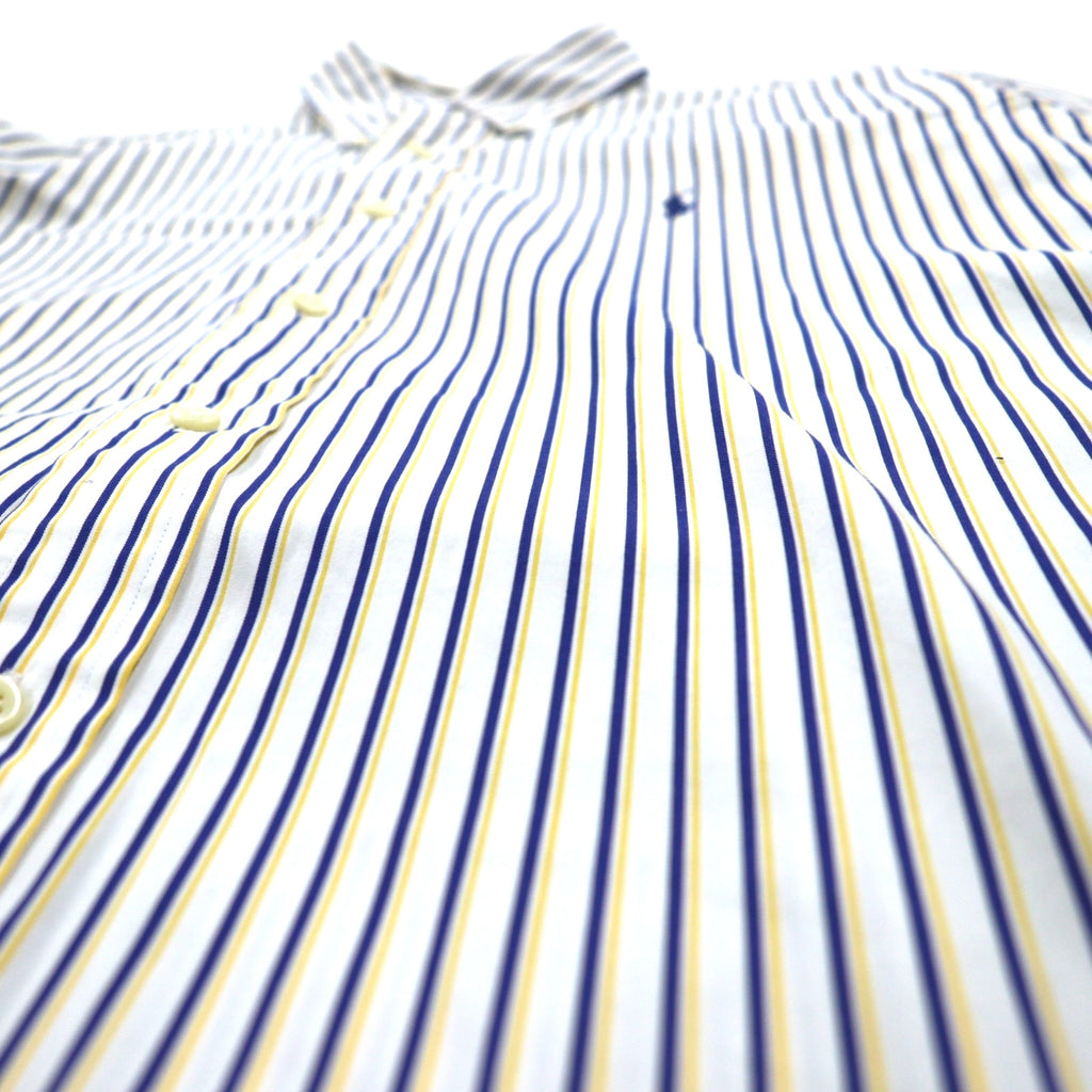 RALPH LAUREN 90s Big Size Button Down Shirt L White Blue Stripe CUSTOM FIT