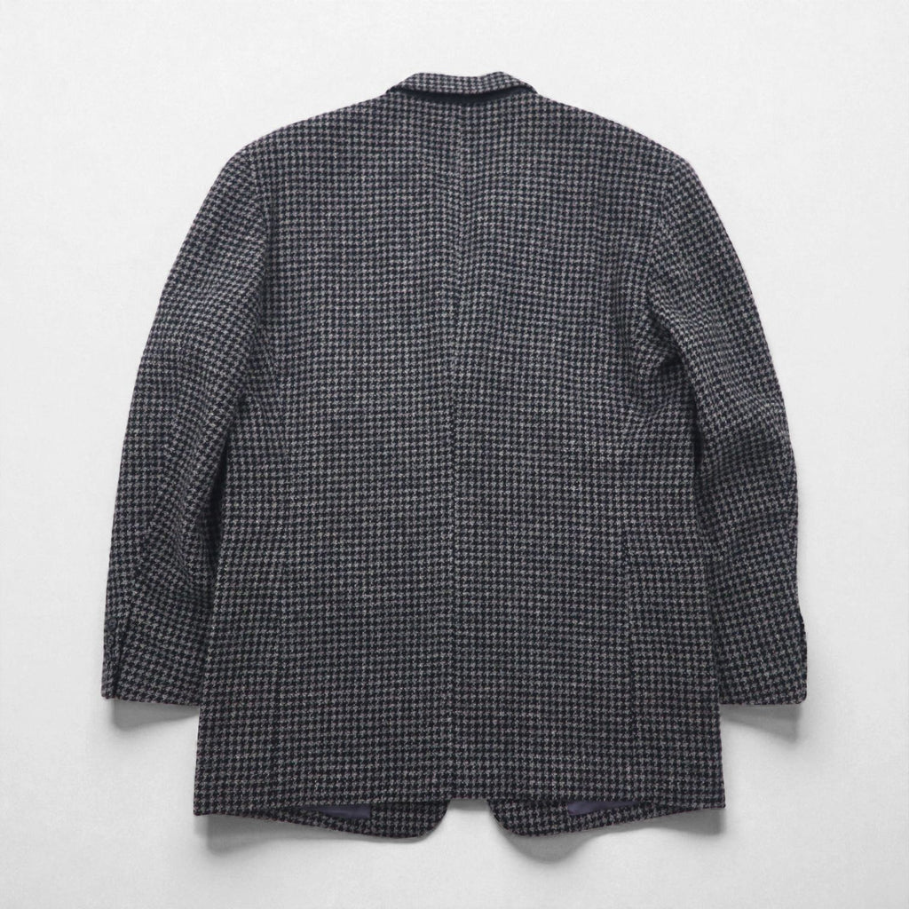 90s Vintage Blazer by DOMINIQUE MORLOTTI. Houndstooth 3B Tweed Tailored Jacket, Size M, Glen Check, Made in Japan.