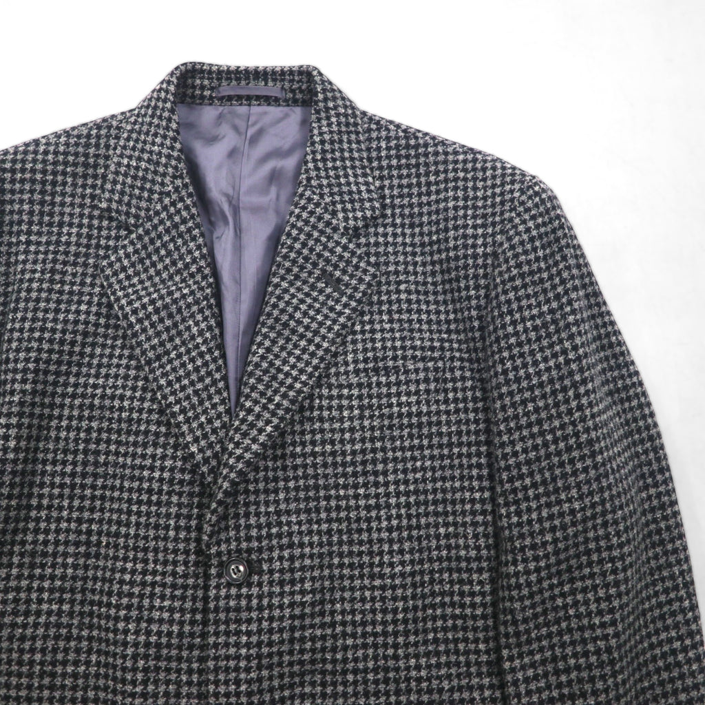 90s Vintage Blazer by DOMINIQUE MORLOTTI. Houndstooth 3B Tweed Tailored Jacket, Size M, Glen Check, Made in Japan.