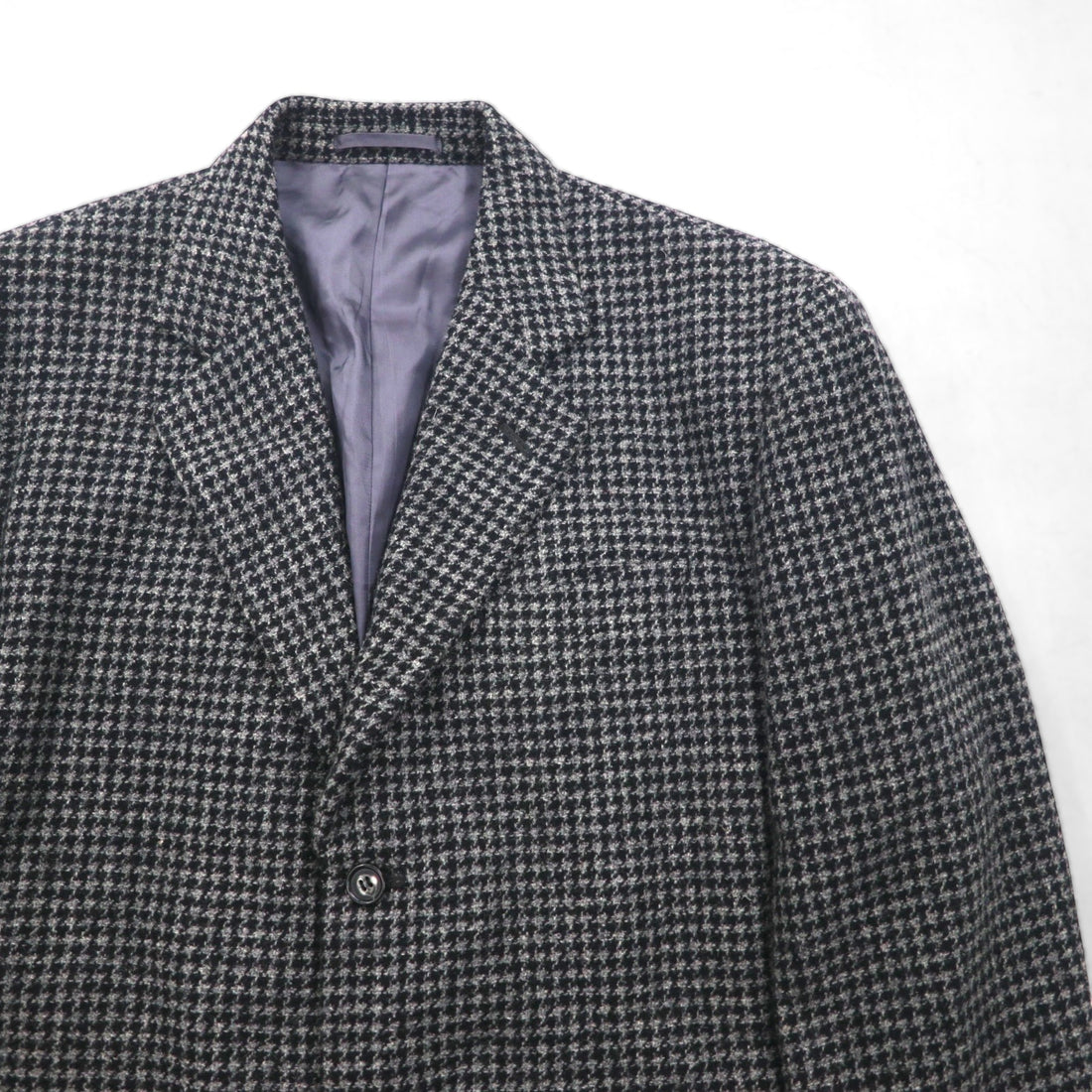 90s Vintage Blazer by DOMINIQUE MORLOTTI. Houndstooth 3B Tweed Tailored Jacket, Size M, Glen Check, Made in Japan.