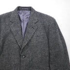 90s Vintage Blazer by DOMINIQUE MORLOTTI. Houndstooth 3B Tweed Tailored Jacket, Size M, Glen Check, Made in Japan.