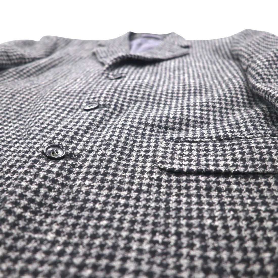 90s Vintage Blazer by DOMINIQUE MORLOTTI. Houndstooth 3B Tweed Tailored Jacket, Size M, Glen Check, Made in Japan.