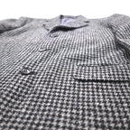 90s Vintage Blazer by DOMINIQUE MORLOTTI. Houndstooth 3B Tweed Tailored Jacket, Size M, Glen Check, Made in Japan.