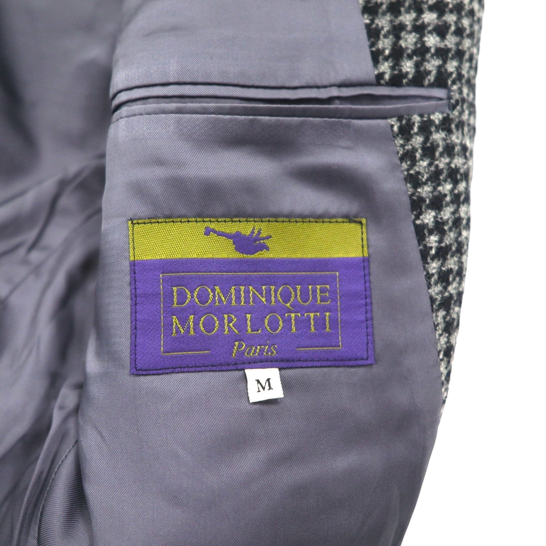 90s Vintage Blazer by DOMINIQUE MORLOTTI. Houndstooth 3B Tweed Tailored Jacket, Size M, Glen Check, Made in Japan.