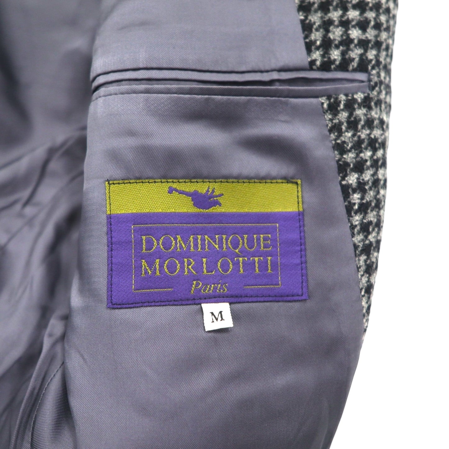 90s Vintage Blazer DOMINIQUE MORLOTTI 千鳥格子 3B ツイード テーラードジャケット M グレンチェック 日本製