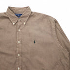 RALPH LAUREN 90年代 BLAKE ビッグサイズ ボタンダウンシャツ XL ブラウン チェック スモールポニー刺繍