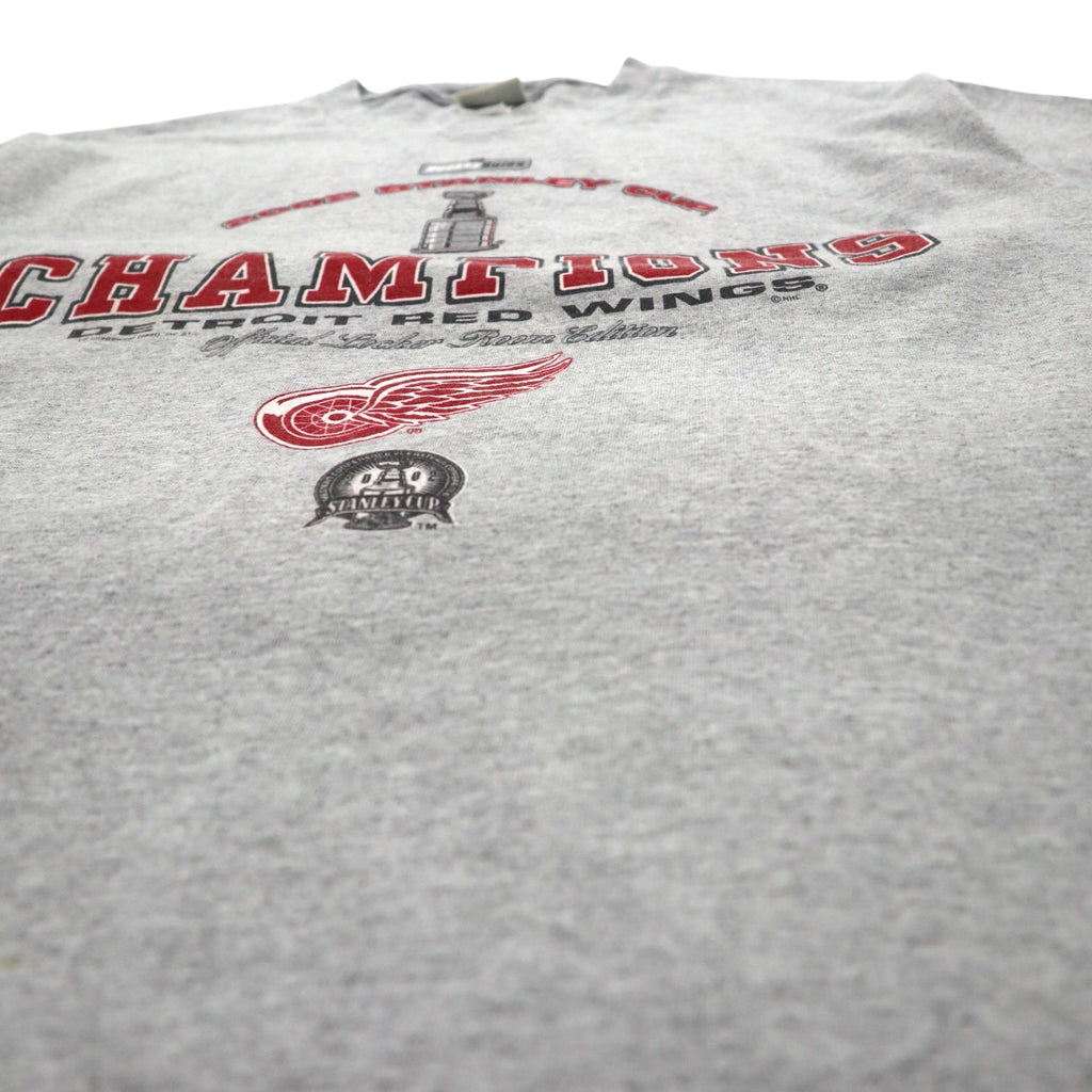 Lee SPORT 90年代 NHL プリント Tシャツ L グレー コットン DETROIT RED WINGS