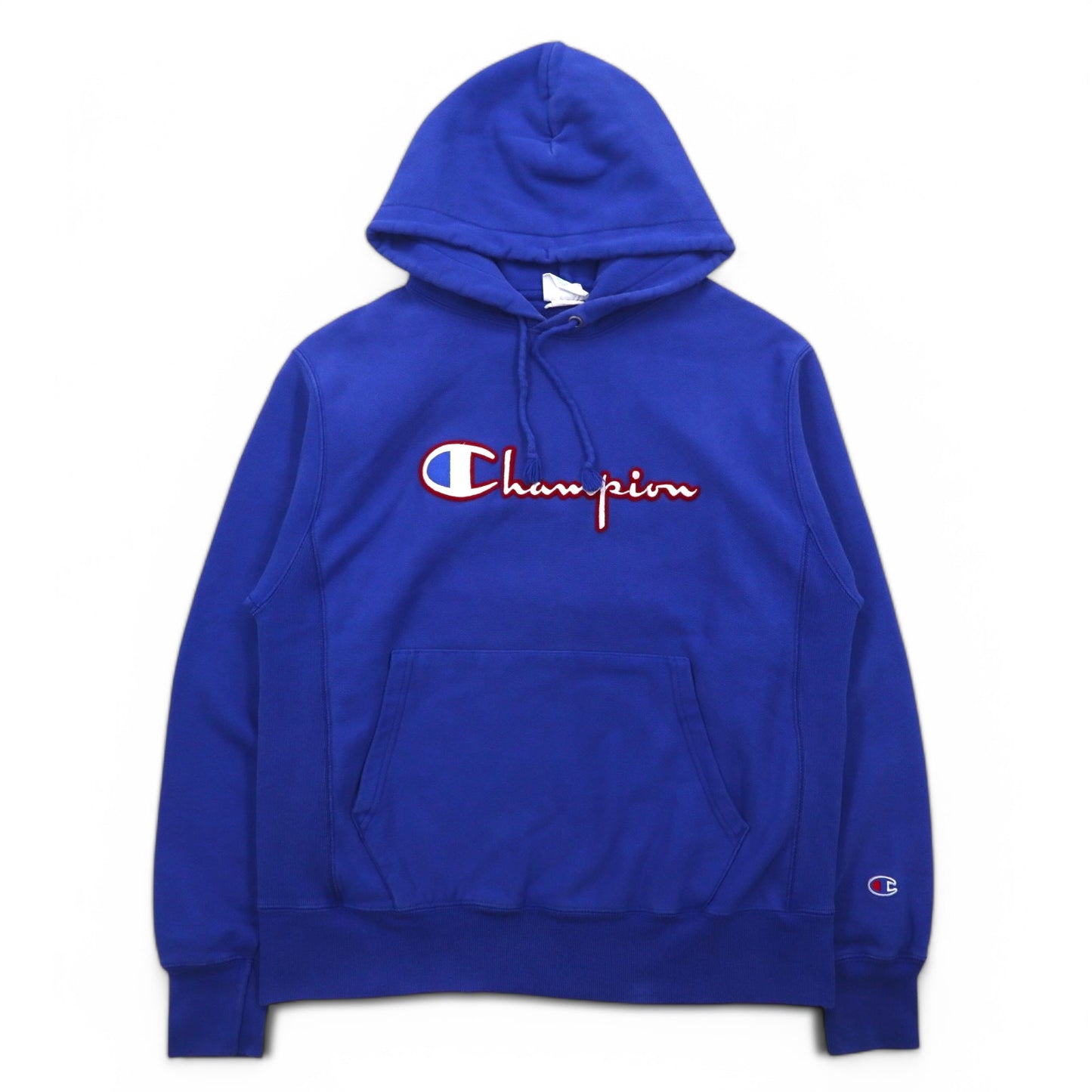 Champion リバースウィーブ REVERSE WEAVE プルオーバーパーカー XL ブルー スクリプトロゴ 青単タグ 復刻 ホンジュラス製