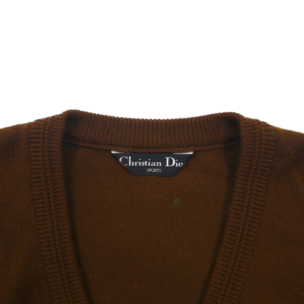 Christian Dior 90年代 Vネック ニット プレッピー セーター M ブラウン SPORTS 日本製
