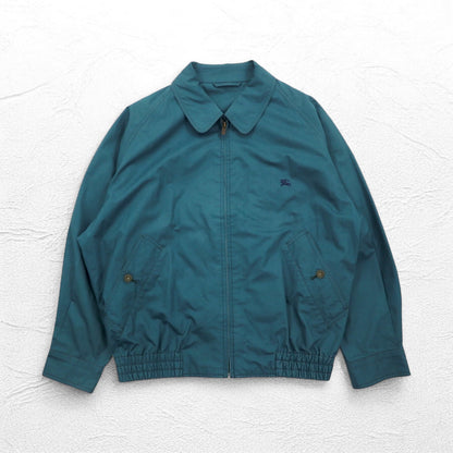 Burberrys 90年代 スウィングトップ ハリントンジャケット S グリーン 裏地ノバチェック切り替え ワンポイントロゴ刺繍 日本製