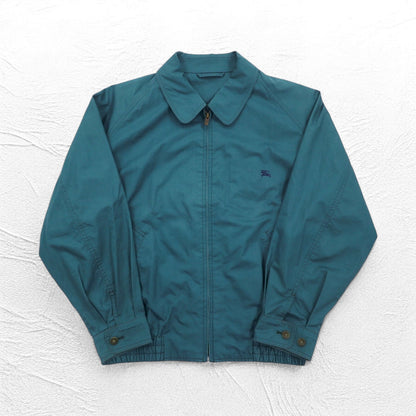 Burberrys 90年代 スウィングトップ ハリントンジャケット S グリーン 裏地ノバチェック切り替え ワンポイントロゴ刺繍 日本製