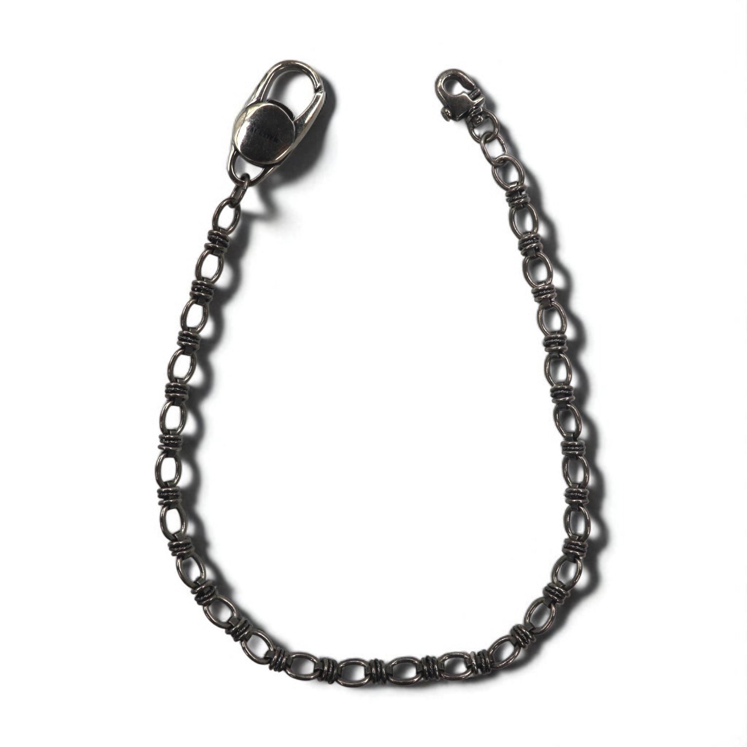 Jean Paul Gaultier Vintage Gunmetal Wallet Chain with Silver Metal