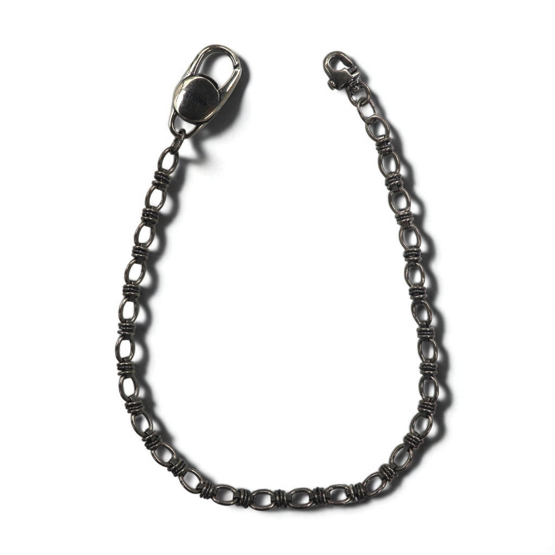 Jean Paul Gaultier Vintage Gunmetal Wallet Chain with Silver Metal Carabiner Hook for Bikers